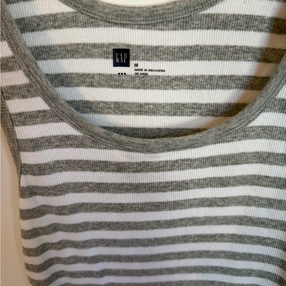 3/$21 | GAP Striped Ribbed Tank Tops, Set of 2, Medium, Gray and Brown Stripe - Picture 5 of 9